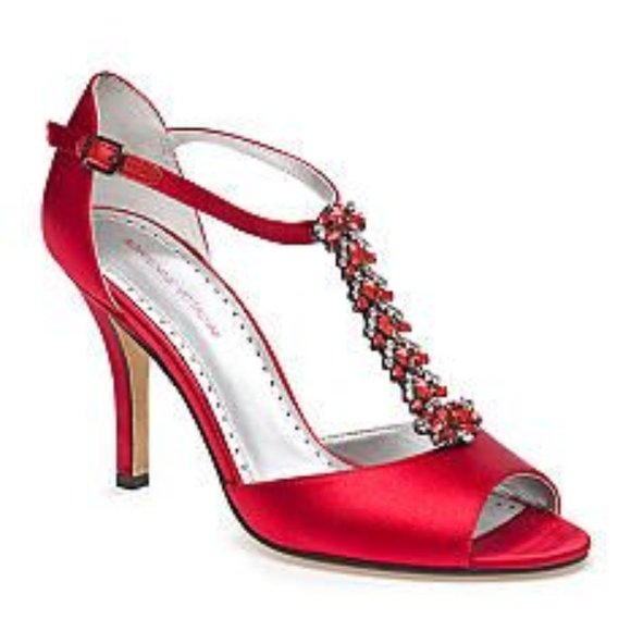 Adrienne Vittadini Shoes - ANDRIENNE VITTADINI RED SATIN GINA HEELS- PROM, FORMAL-  7